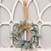 Frosted Lamb's Ear Wreath with Burlap Bow Hanger