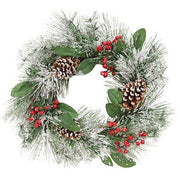 Snowy Long Needle PIne & Berry Wreath