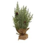 Frosted Woodland Cedar Tree with Burlap Base - 12"