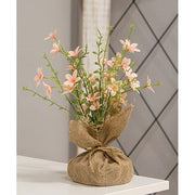 Pink Tabletop Flowers with Burlap Base