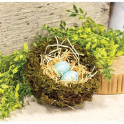 Mossy Vine Bird Nest with Eggs - 6"