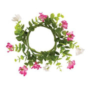 Pink & White Flower Candle Ring - 3"
