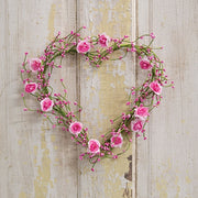 Pink Roses & Pip Berry Heart Wreath