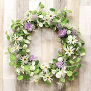 Spring Daisy Purple Flowers & Eucalyptus Wreath