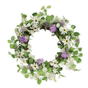 Spring Daisy Purple Flowers & Eucalyptus Wreath