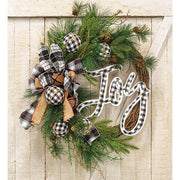 Buffalo Check Holiday Jingle Joy Wreath  (2 Count Assortment)