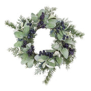 Royal Blue Berries - Cedar & Lamb's Ear Candle Ring - 6.5"