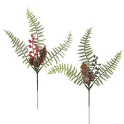 Winter Berry Pinecone & Fern Pick  (2 Count Assortment)
