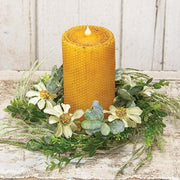 Rustic White Daisy Candle Ring - 4.5"