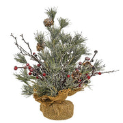 Frosted Tree with Pinecone & Red Berry - Small