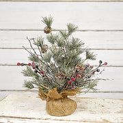 Frosted Tree with Pinecone & Red Berry - Small