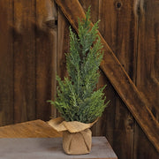 Glittered Cedar Tree with Burlap Base