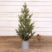 Glittered Pine Tree with Galvanized Metal Base