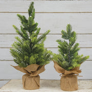 Glittered Pine Tree with Burlap Base - 12"