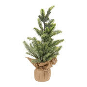 Glittered Pine Tree with Burlap Base - 12"