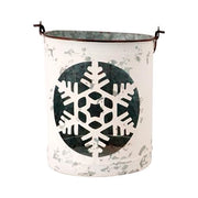 White Metal Snowflake Bucket (Set of 3)
