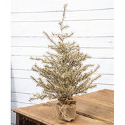 Antiqued Silver Tinsel Tree with Burlap Base - 2ft