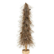 Sparkle Bottle Brush Tree With Pine Cones on Base - 21"