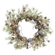 Black & White Country Gingham Bells Wreath - 24"