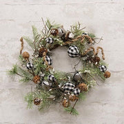 Black & White Country Gingham Bells Wreath - 17"