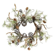 Black & White Country Gingham Bells Wreath - 17"