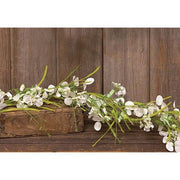 White Wild Flowers and Silver Dollar Garland - 4ft