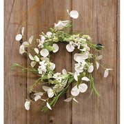 White Wild Flowers and Silver Dollar Wreath - 14"