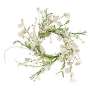 White Wild Flowers and Silver Dollar Wreath - 14"