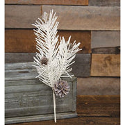 White Glitter Soft Pine & Cone Pick