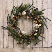 Birch Cone - Pod & Glitter Rattan Ball Pine Wreath
