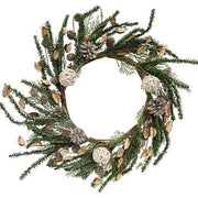 Birch Cone - Pod & Glitter Rattan Ball Pine Wreath