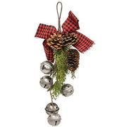 Pewter Bells Teardrop with Black & Red Buffalo Check Bow