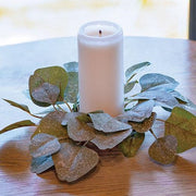 Frosted Dollar Eucalyptus Leaf Candle Ring - 3.5"