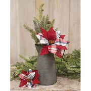 Crimson Fabric Poinsettia Pick - 4"H