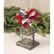 Crimson Fabric Poinsettia Pick - 4"H