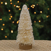 Flocked White Bottle Brush Tree - 9"