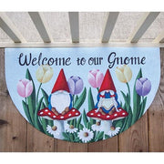 Welcome To Our Gnome Tulips Half Mat