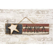 Lath "America" Flag with Wood Star - 2ft