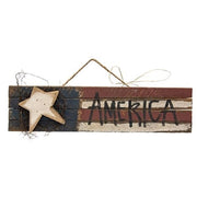 Lath "America" Flag with Wood Star - 2ft