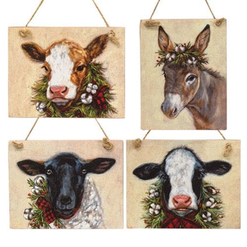 Christmas Farm Ornaments (Set of 4)