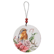 Round Wooden Winter Bird Ornaments (Set of 3)