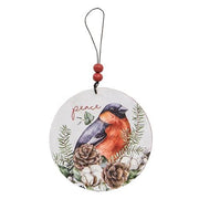 Round Wooden Winter Bird Ornaments (Set of 3)