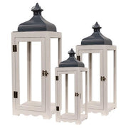 Metal & Wood Lanterns (Set of 3)