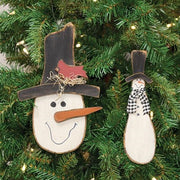 Hanging Snowman Head with Cardinal
