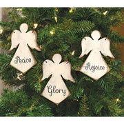 Distressed Wooden Angel Word Ornament (3 Count Assortment)