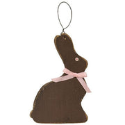 Distressed Wooden Chocolate Bunny Ornament  (2 Count Assortment)