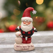 We're Here For the Cookies Resin Santa with Snowman