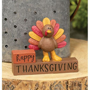 Happy Thanksgiving Resin Block with Turkey