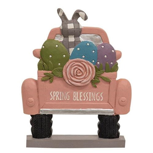 Spring Blessings Resin Truck With Easter Eggs