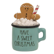 Have A Sweet Christmas Resin Hot Cocoa Mug with Gingerbread Man